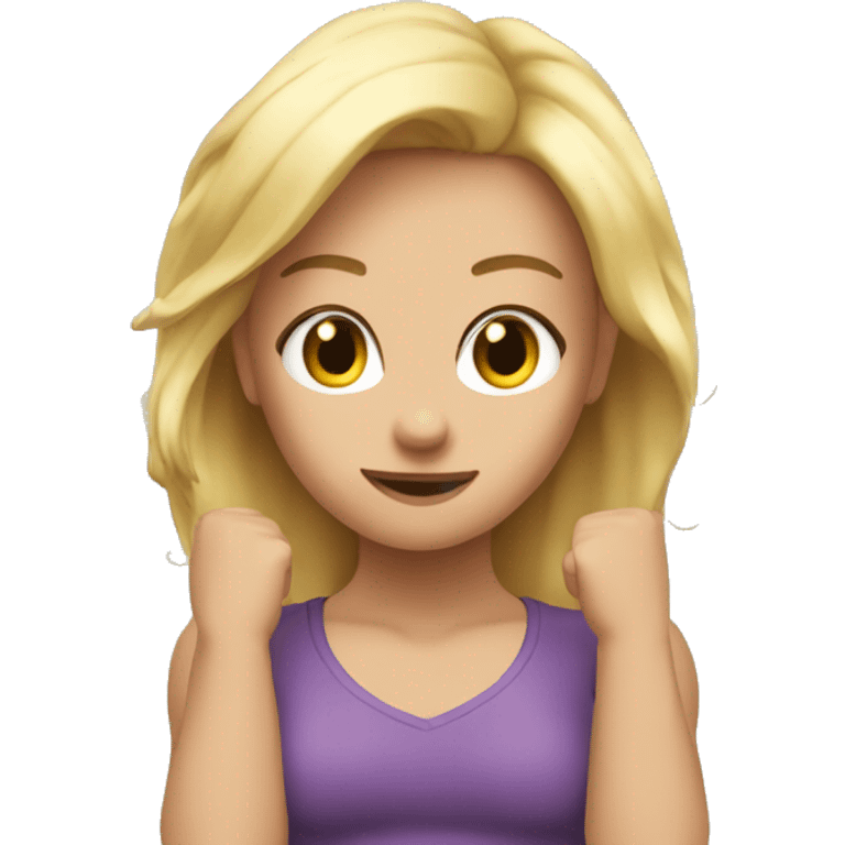 girl flexing arms change to blonde hair ble eye girl emoji