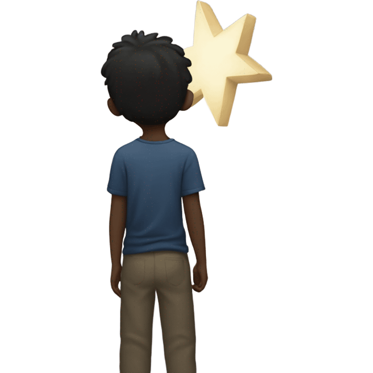 solitary boy under night sky emoji