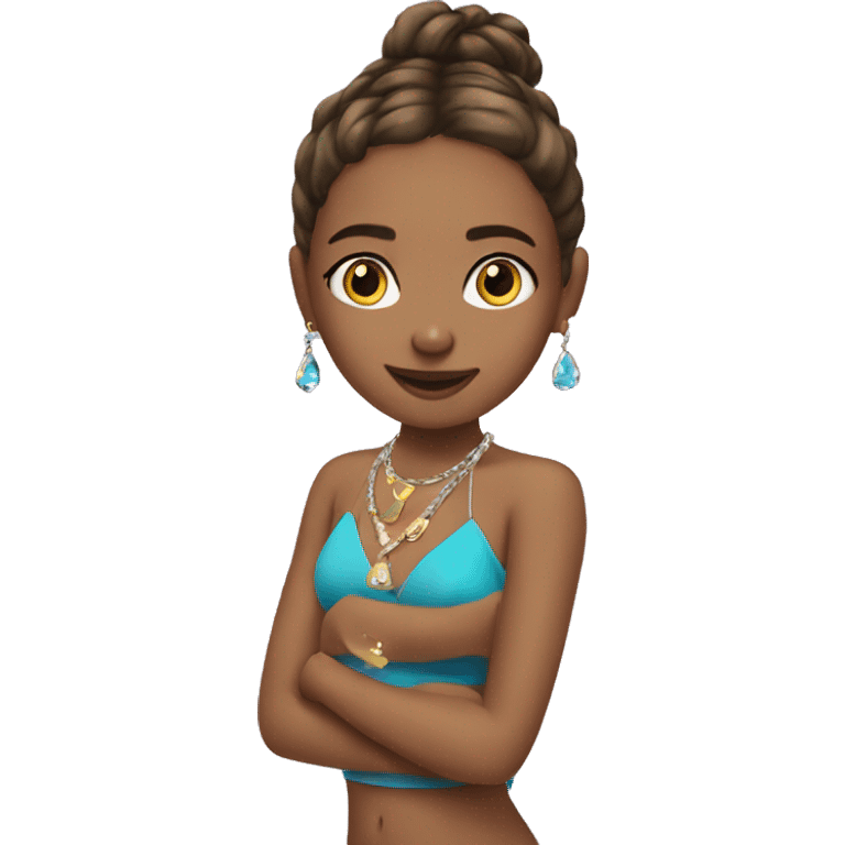 Girls in pool with jewelry emoji