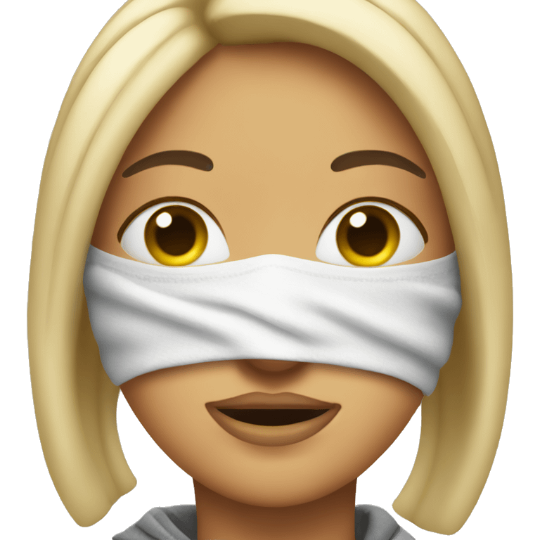 Girl wearing a ski mask with grills emoji