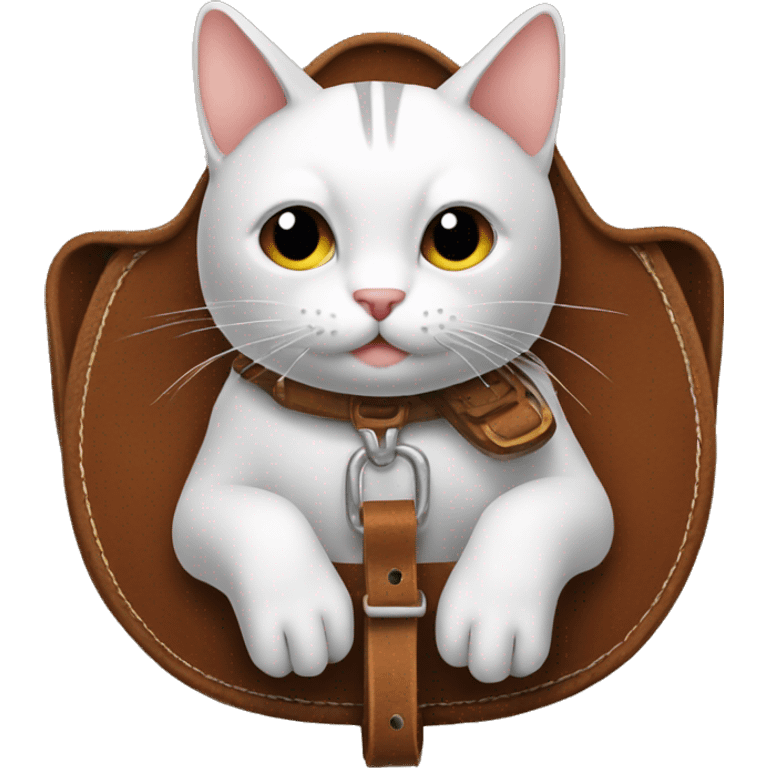 cat making a leather saddle emoji