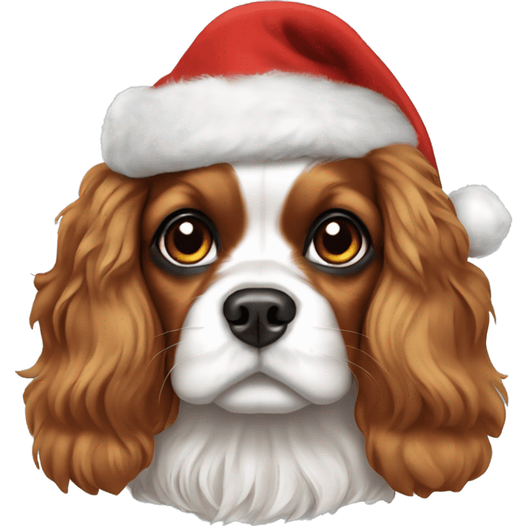 king charles cavalier wearing a christmas hat emoji