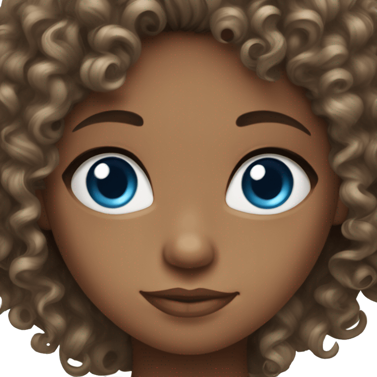 Blue-eyed curly brunette with long hair emoji