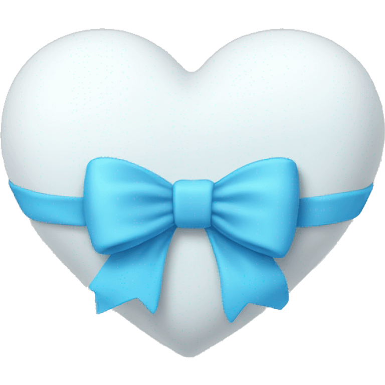 White heart with a soft blue bow around it emoji