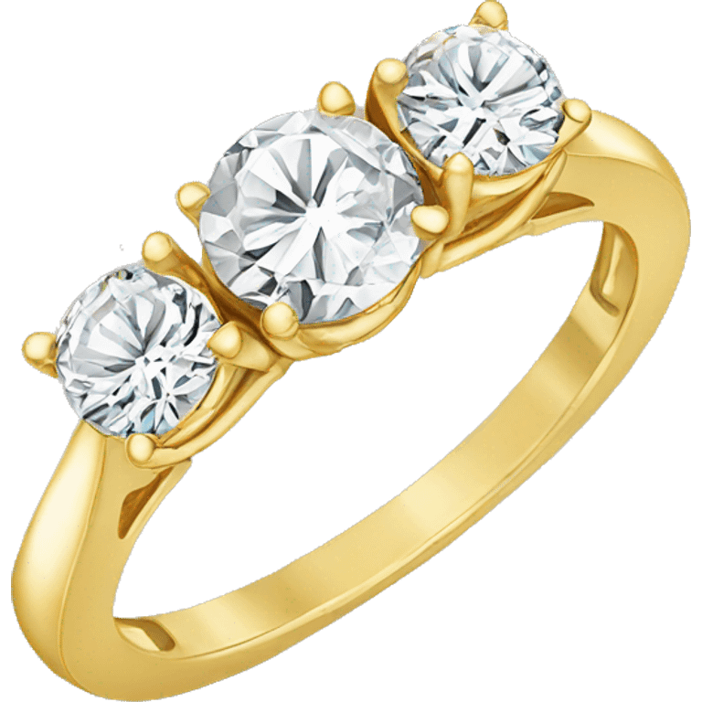 Gold Engagement ring with three round diamonds emoji