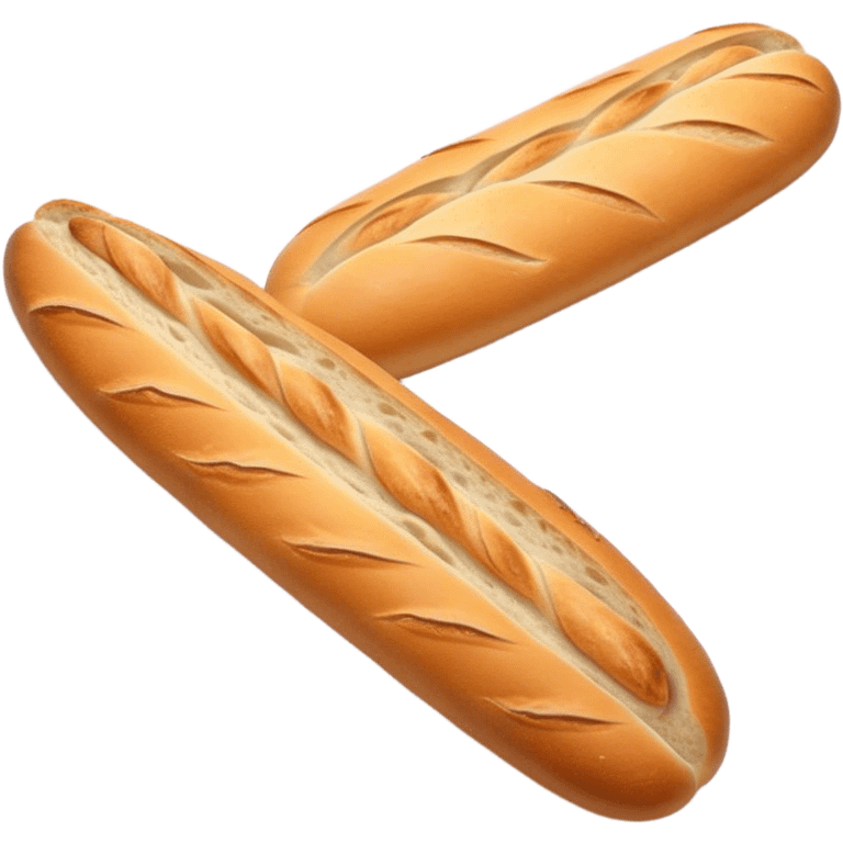 Cinematic Realistic Baguette Bread Emoji, showcasing a long, crusty baguette with a crisp exterior and soft interior rendered with lifelike textures and warm, rustic lighting. emoji