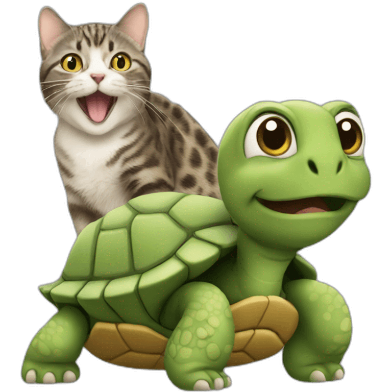 Une tortue avec un chat emoji