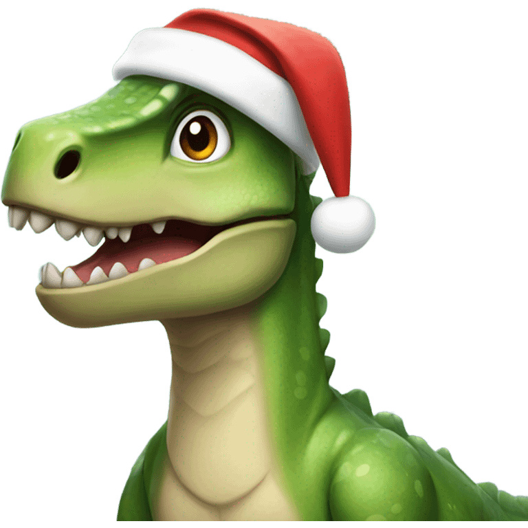 Dinosaur wearing Christmas headband emoji