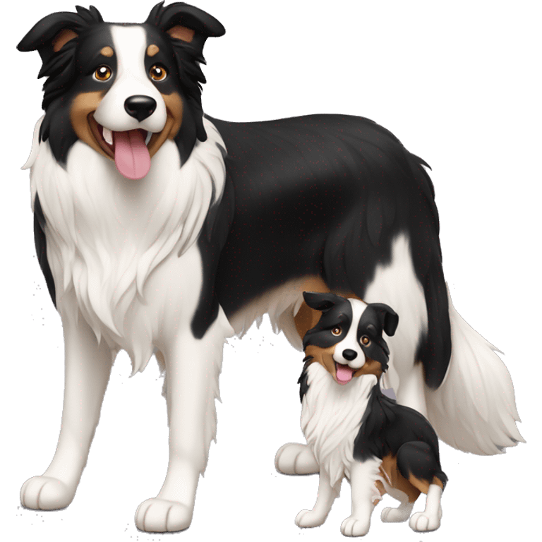 Border collie dog with Papa blond and mama black curls emoji