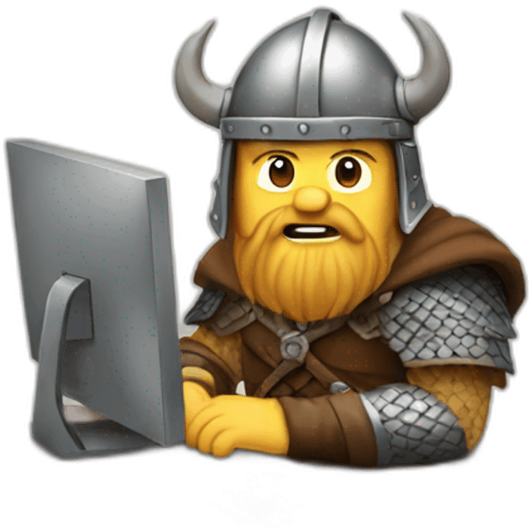 Viking at computer emoji