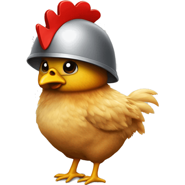 Chicken with soldier helmet on its head emoji