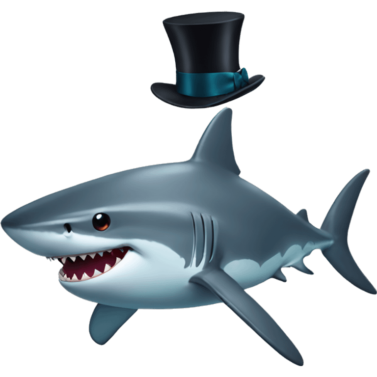 Shark with a top hat emoji