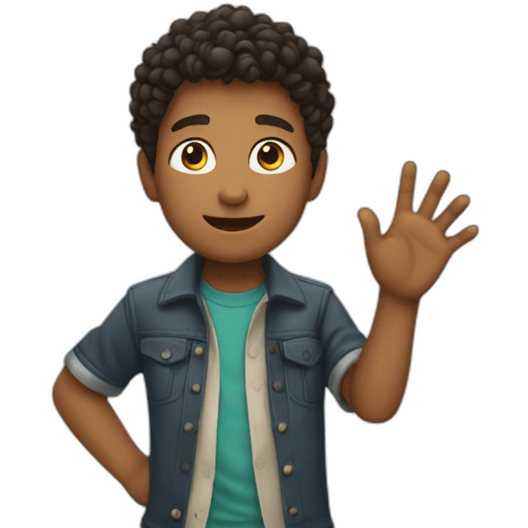 A boy showing hand to the viewer emoji