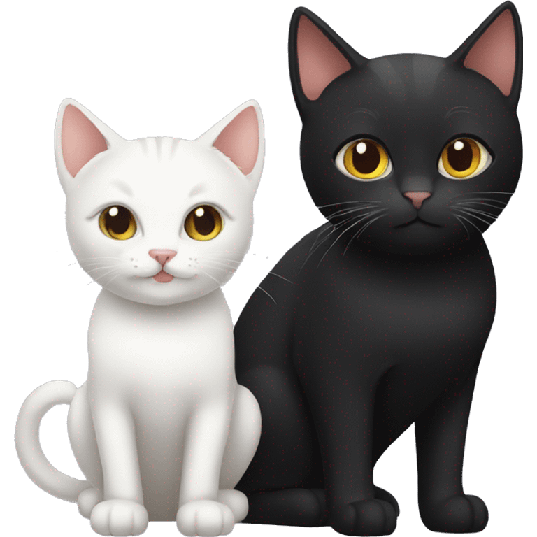 A black cat with a White and Redhead cat emoji