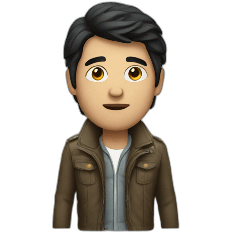 mysterious black-haired man in jacket emoji