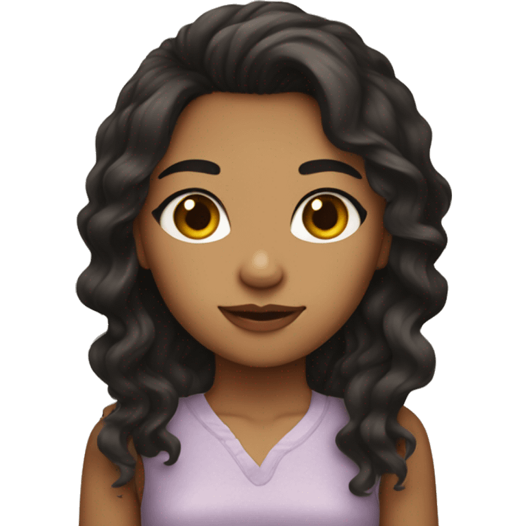 Girl with olive skin dark wavy hair and eyes that girl emoji