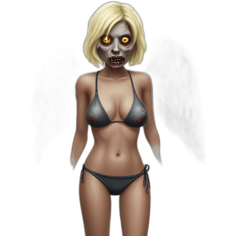 zombie angel wearing a bikini hyperrealistic emoji