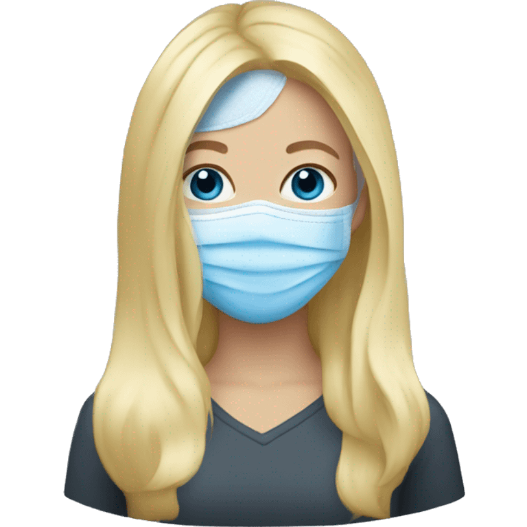 blonde with blue eyes wearing a face mask emoji