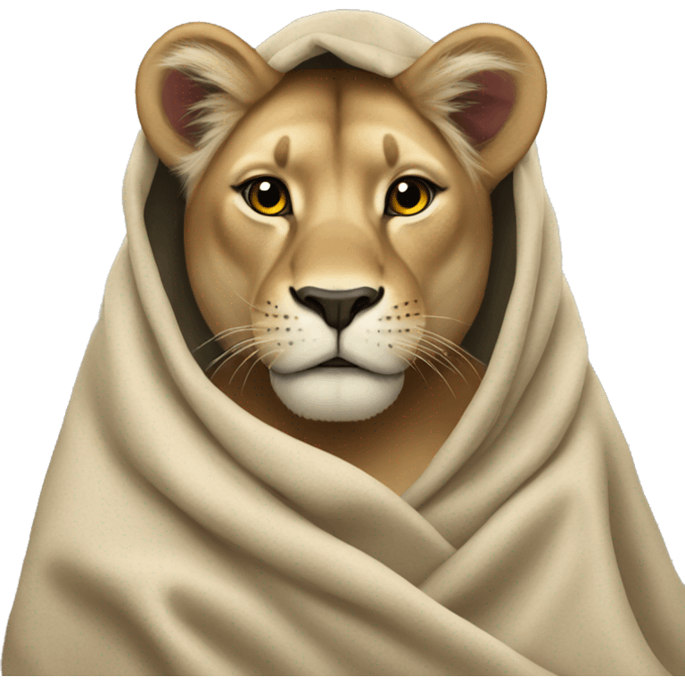 lioness wrapped in blanket emoji