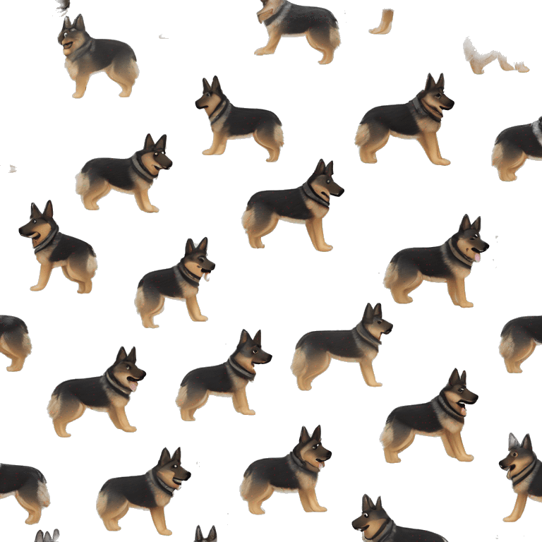  Black spotted brindle German shepherd husky fluffy ears and holographic harness running emoji