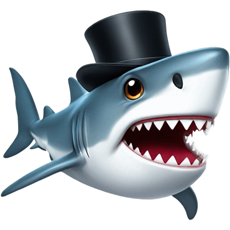 Shark with a top hat emoji