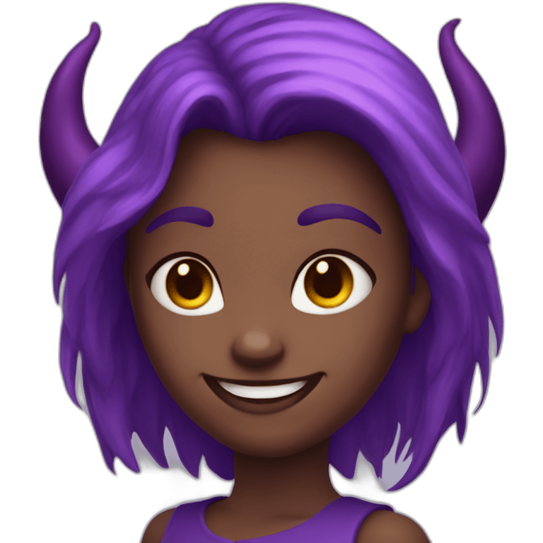 Purple haird devil girl smiling emoji