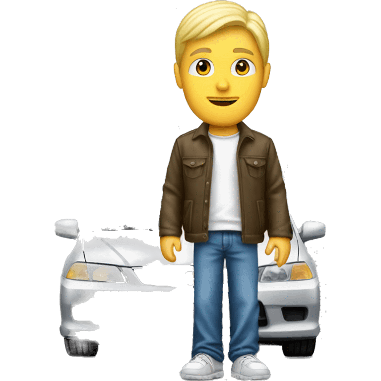  Blonde male standing in front of honda civic 1.6 ies car emoji