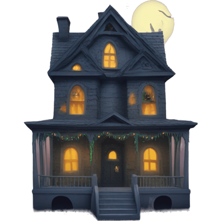 Haunted house with a haunted Christmas tree inside emoji