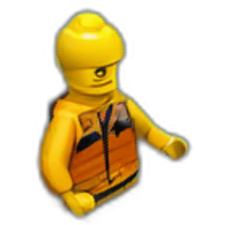 a man has fallen into the river in lego city emoji