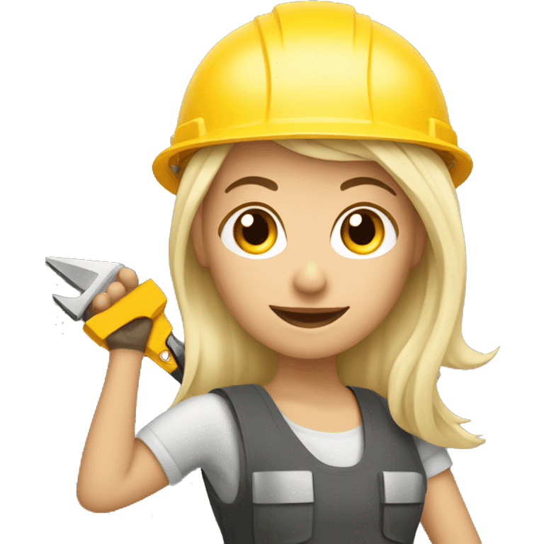 blonde woman with construction helmet and tools in hand emoji