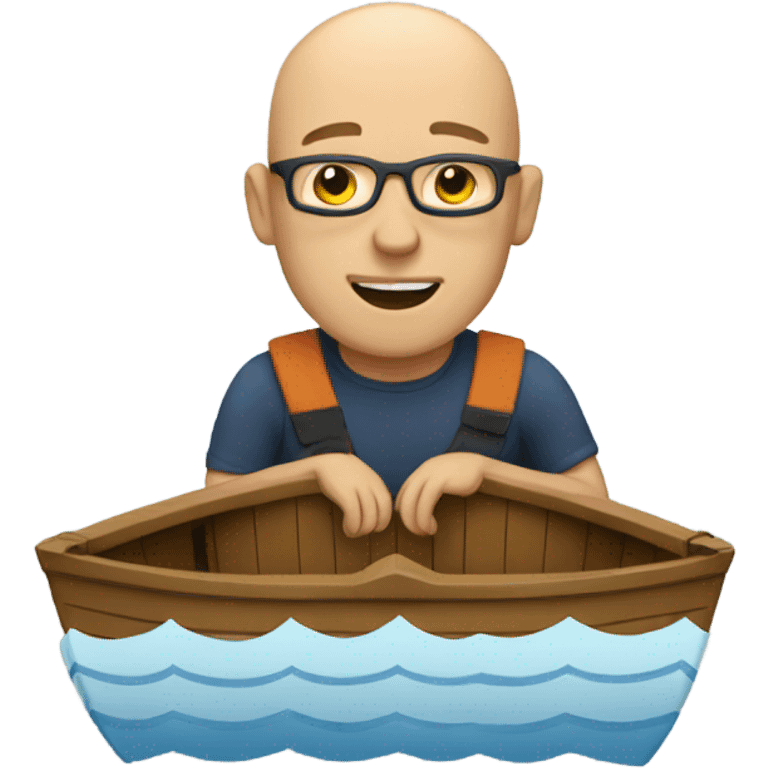 Bald man on a boat emoji