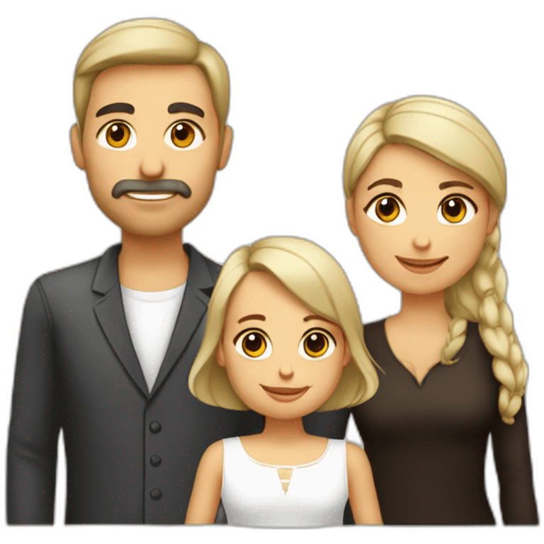 Familia hombre blanco mujer morena bebé y niña emoji