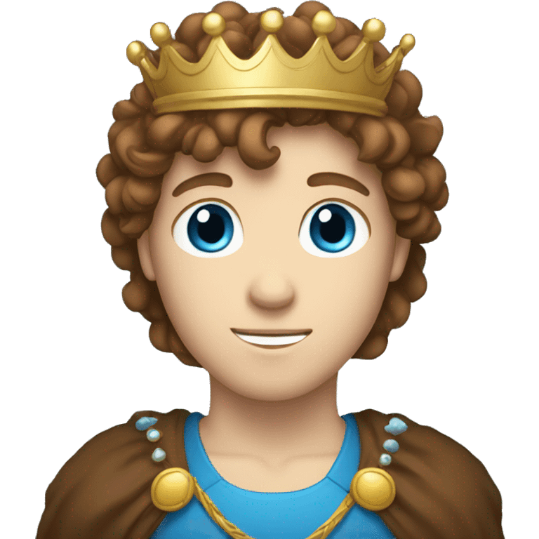 White boy with Brown floppy hair and blue eyes with crown on his head emoji