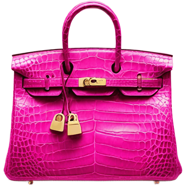 Hot pink crocodile skin Hermes birkin bag emoji