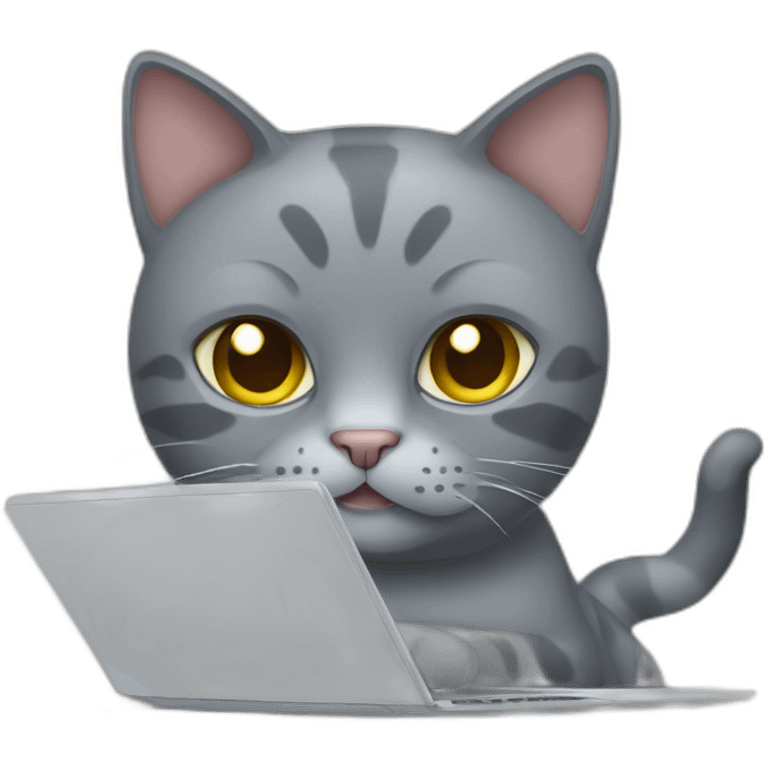 Gray cat and laptop emoji