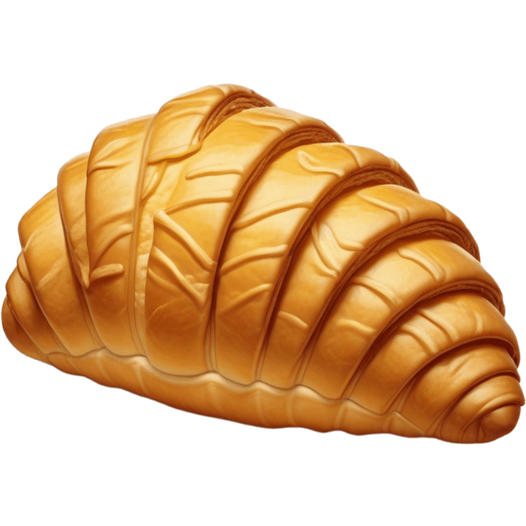 Cinematic golden croissant, perfectly flaky with crisp layers, slightly cracked to reveal buttery soft interior, warm golden glow, highly detailed and inviting. emoji