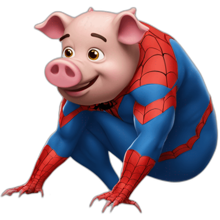 Cochon déguisé en spider man emoji