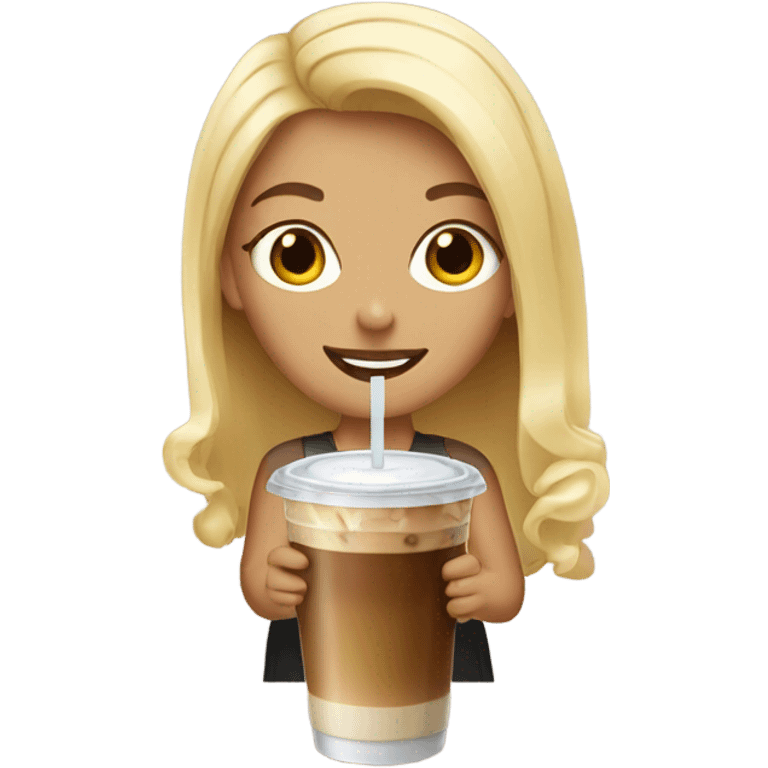 Blonde girl iced coffee emoji