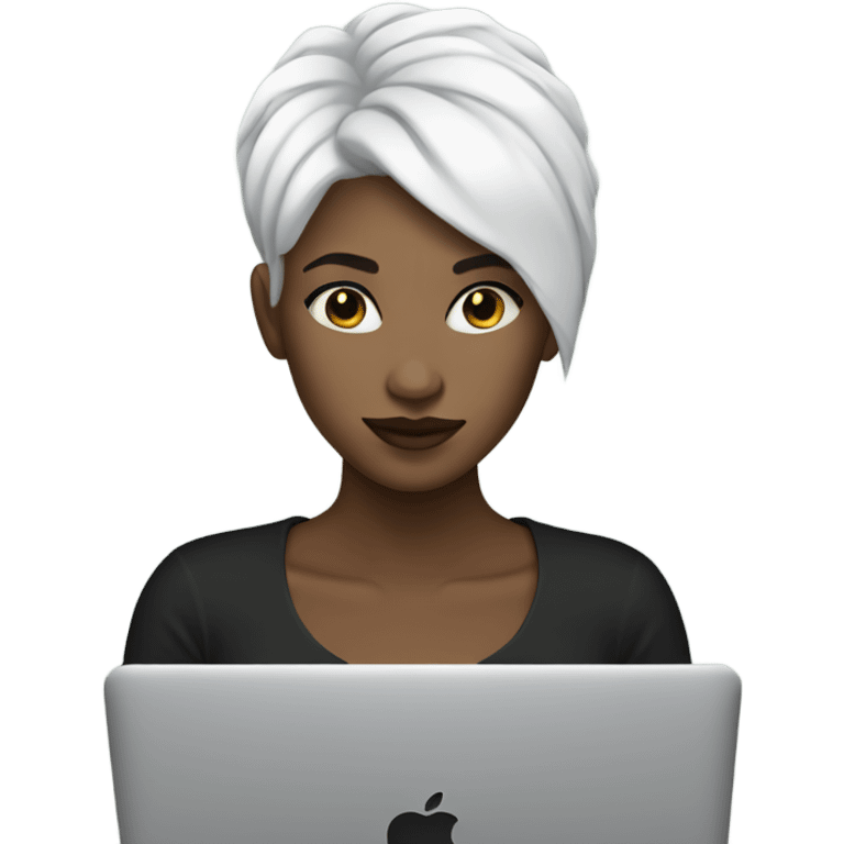 it-girl-white-short-hair-with-macbook emoji