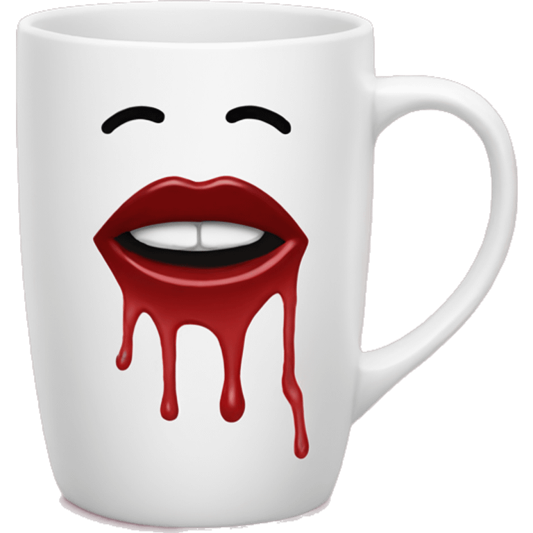 Coffee mug with lipstick stain emoji