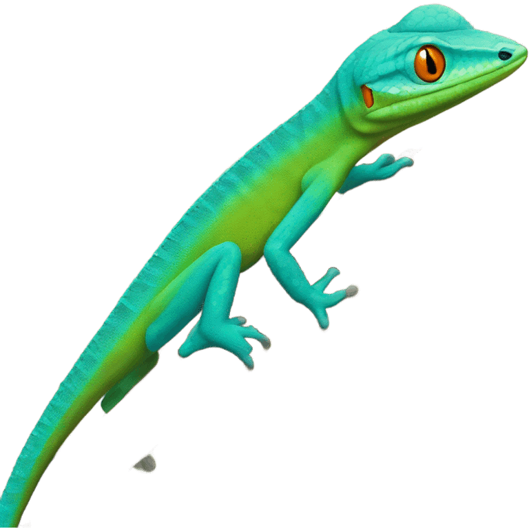 Anole lizard blue and green with orange neck emoji