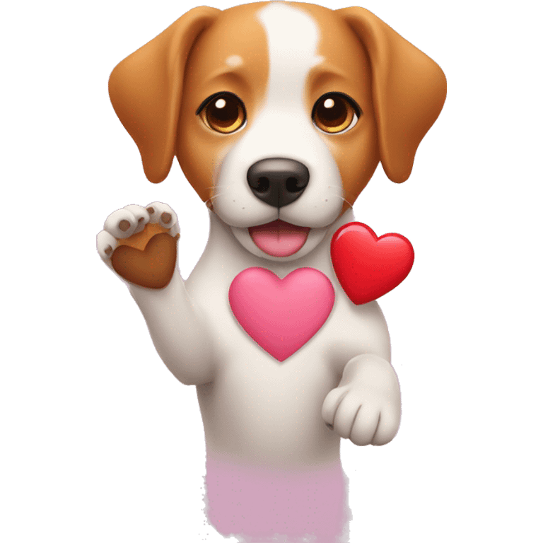 Dog with heart shape hand emoji