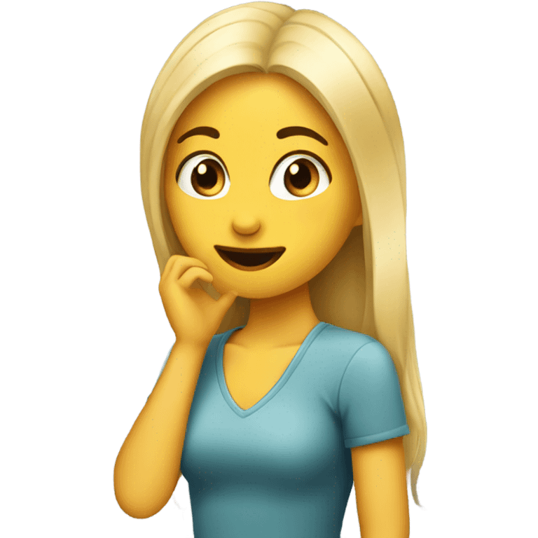 a girl flirtatiously whispering  emoji