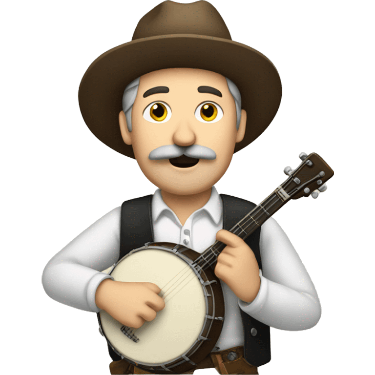 White man with mustache playing the banjo  emoji