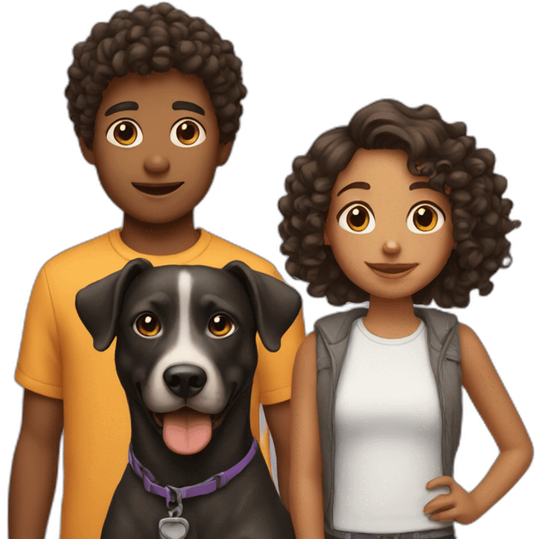 boy with girl with curly dog emoji