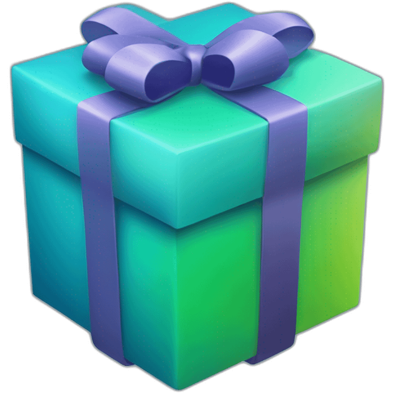 3d smooth gift box with rounded corners gradient blue to green emoji