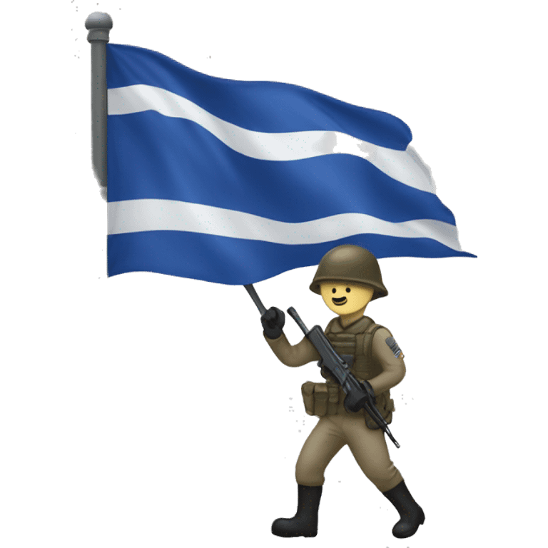 soilders pick up white-blue-white flag emoji