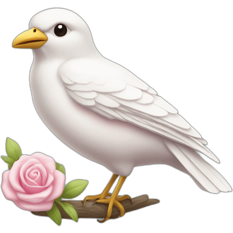 Oiseau blanc et rose emoji