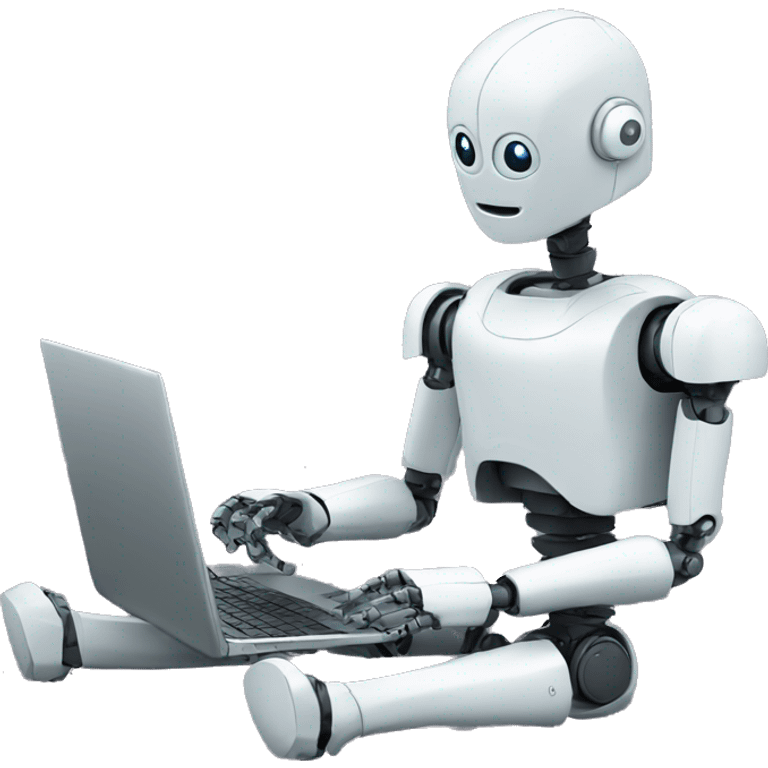 A robot sitting and typing on laptop emoji