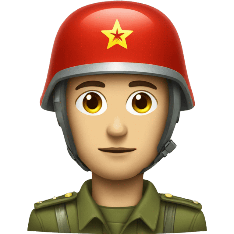 ussr soldier serious with military helmet emoji